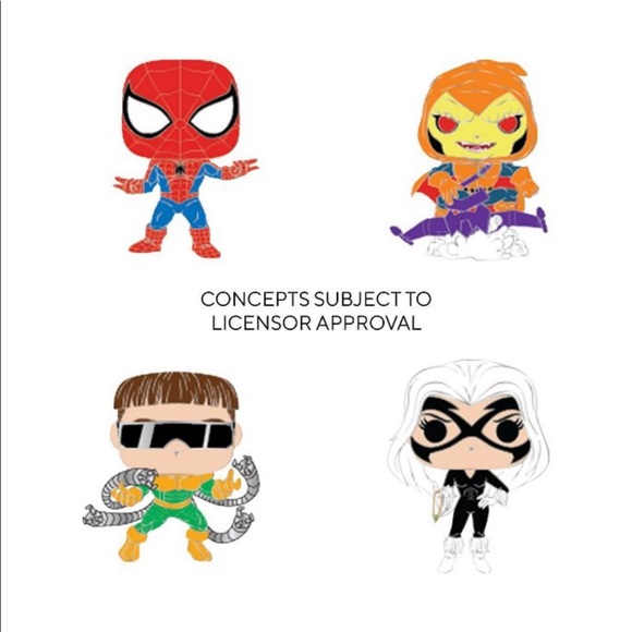 Marvel Funko Pop! Pins 4 Pack - Spider-Man, Hobgoblin, Black Cat, Doctor Octopus - Picture 2 of 3